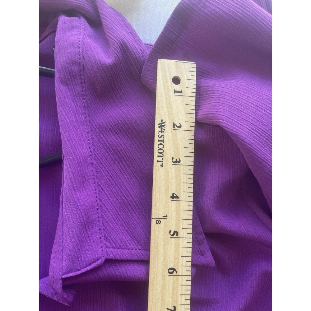 Maggie Sweet Womens 1X Purple 3/4 Sleeve Button Front Blouse Plus Size USA - Picture 8 of 12